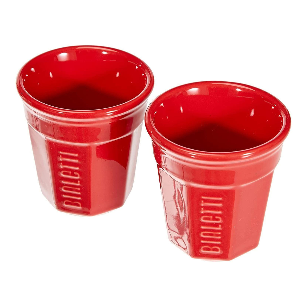 Bialetti Mini Express Rossa 2 Tazze – Caffettiera Moka in Alluminio con Erogazione Diretta e 2 Tazzine Incluse – Set Regalo Originale Bialetti per Gas, No Induzione
