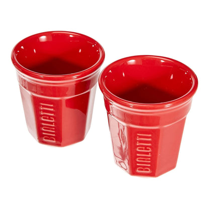 Bialetti Mini Express Rossa 2 Tazze – Caffettiera Moka in Alluminio con Erogazione Diretta e 2 Tazzine Incluse – Set Regalo Originale Bialetti per Gas, No Induzione