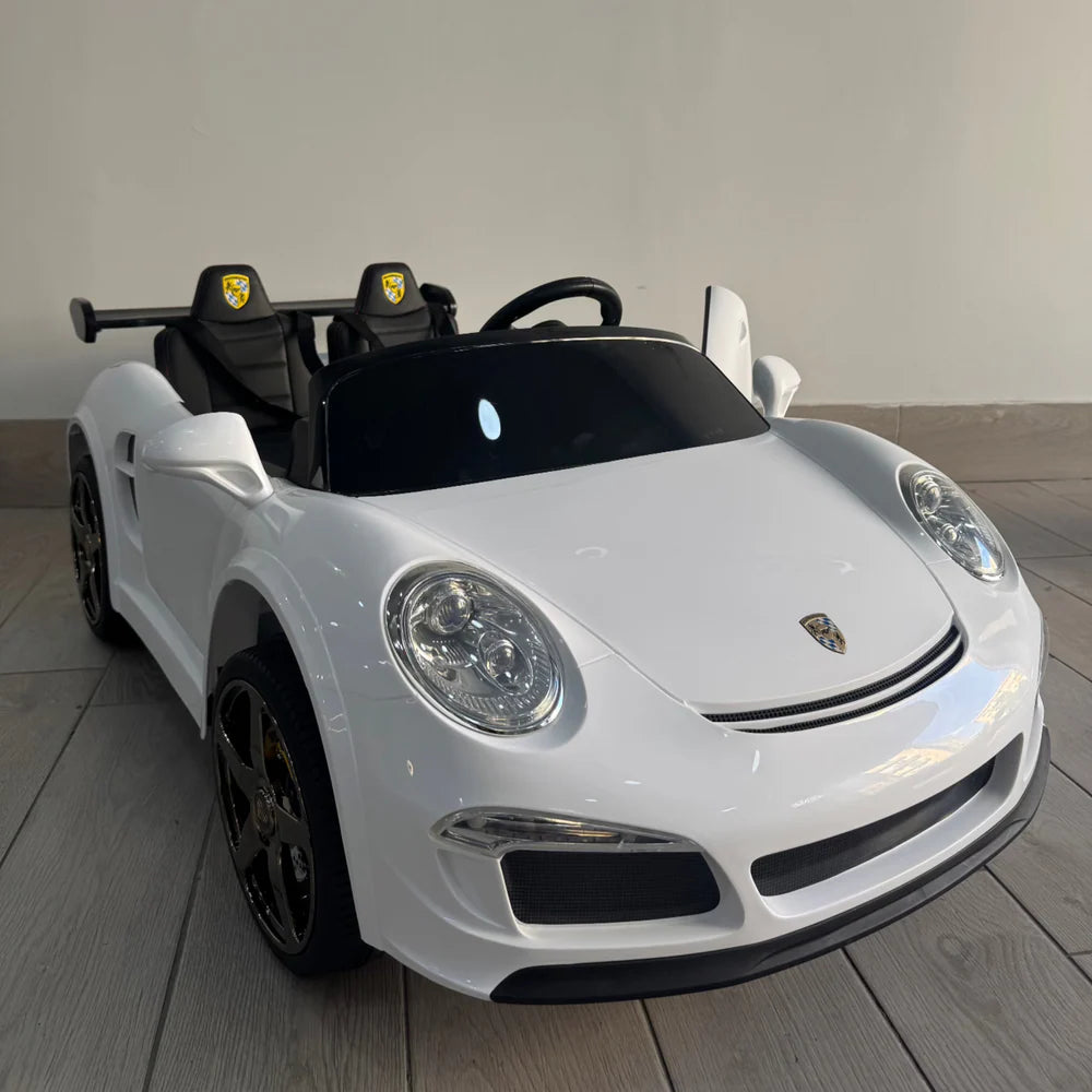 RUF BIG Porsche Macchina Elettrica per Bambini 24V 2 Posti con Telecomando, Display MP4, Sedile in Pelle