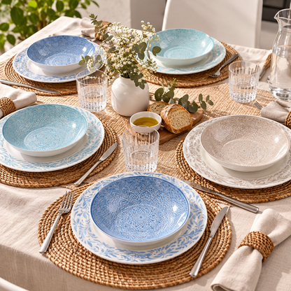 Tognana Servizio Tavola Madison Celine 18 Pezzi in Porcellana Multicolor – Set Piatti 6 Persone Adatto Anche a Lavastoviglie e Microonde