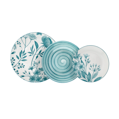 Tognana Servizio Tavola 18 Pezzi Madison Coralie Teal in Porcellana – Eleganza Mediterranea per 6 Persone