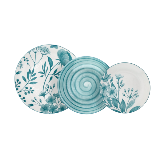 Tognana Servizio Tavola 18 Pezzi Madison Coralie Teal in Porcellana – Eleganza Mediterranea per 6 Persone