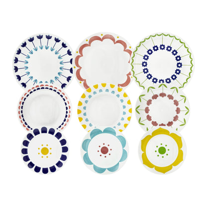 Tognana Madison Nymea Servizio Piatti 18 Pezzi per 6 Persone in Porcellana – Decorazioni Assortite