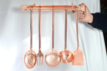 5+1 Copper Ladles with Hanging Bar