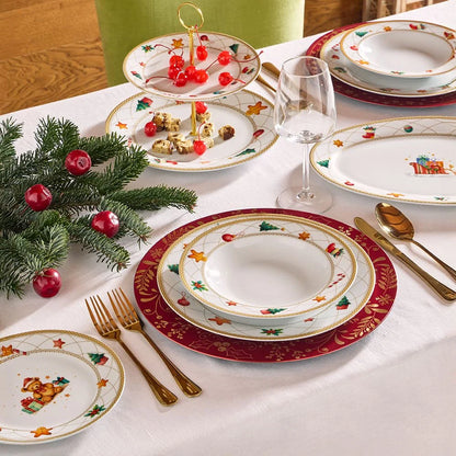 Tognana Olimpia Christmas Fairy Tale Servizio Tavola Natalizio 18 Pezzi in Porcellana – Set Piatti 6 Persone con Decori di Natale