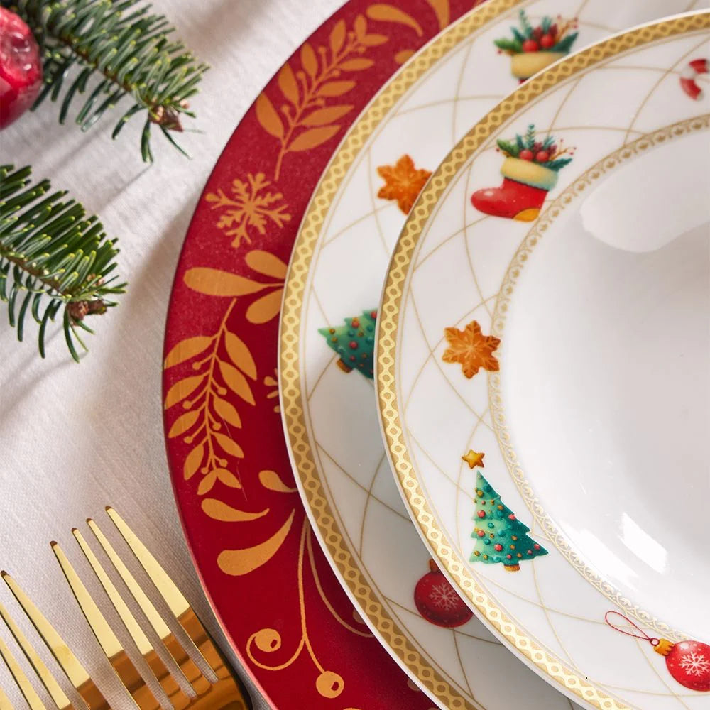 Tognana Olimpia Christmas Fairy Tale Servizio Tavola Natalizio 18 Pezzi in Porcellana – Set Piatti 6 Persone con Decori di Natale