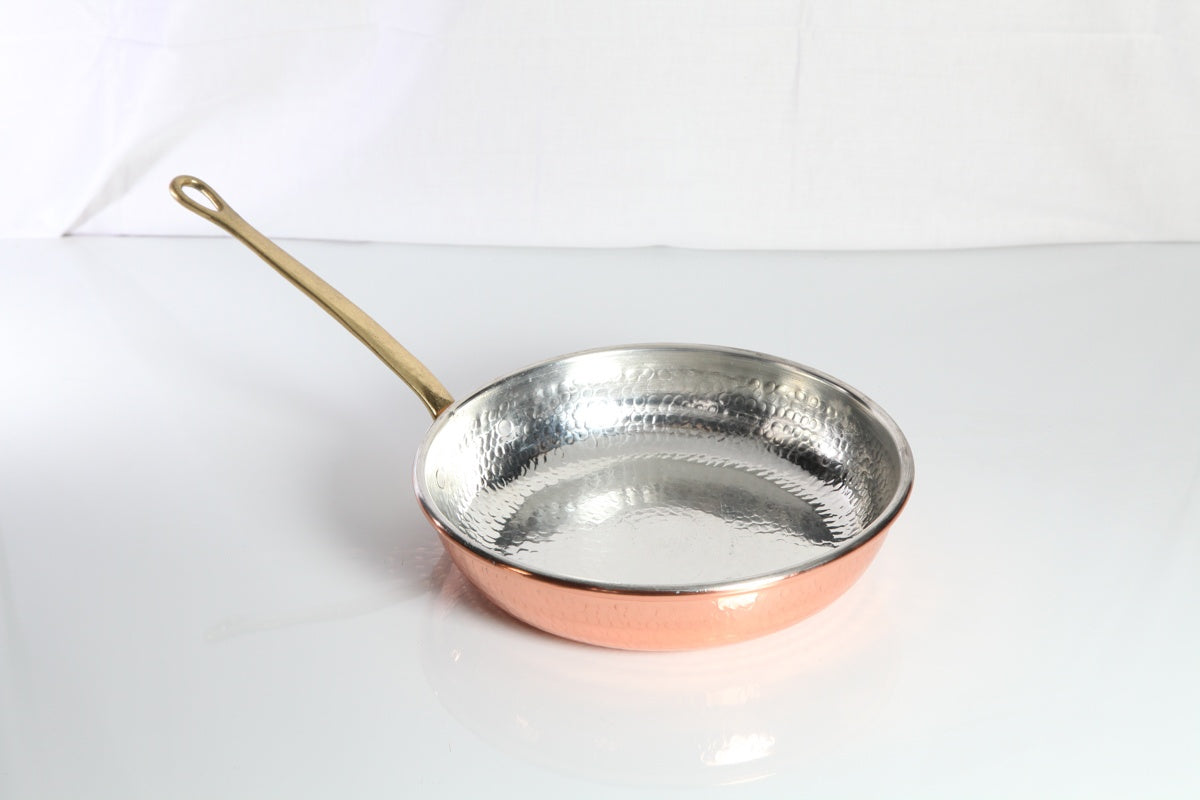 Copper Frying Pan 1 Handle Brass Professional Tinned Made in Italy