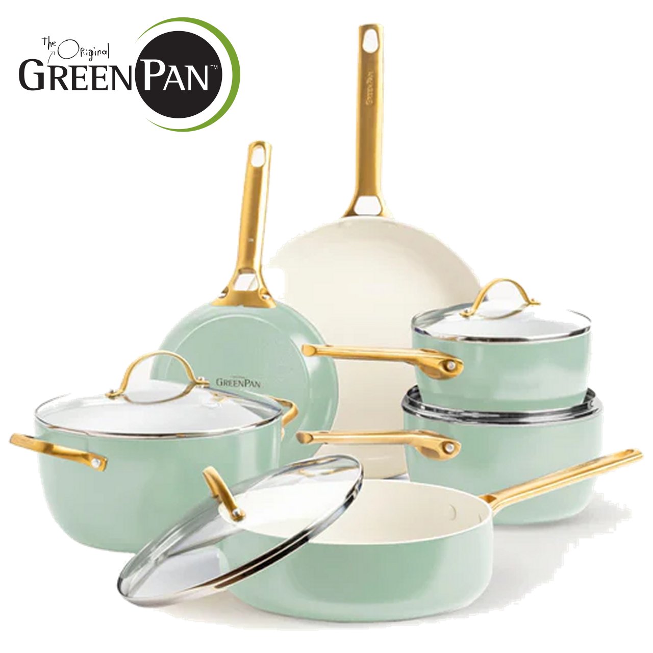 GreenPan Padova Set Pentole Antiaderenti Ceramica 10 Pezzi anche Induzione Thermolon™ Senza PFAS  PFOA