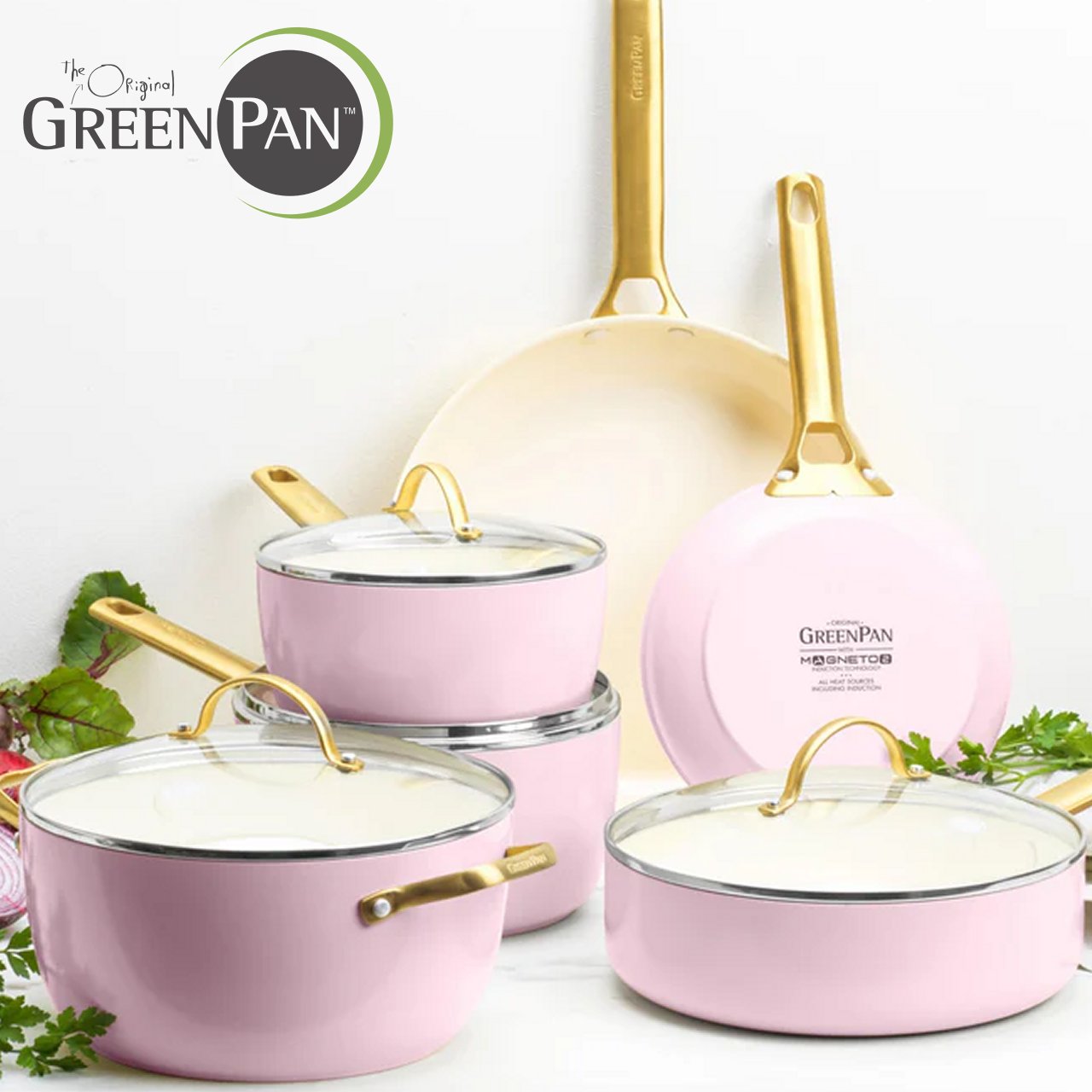 GreenPan Padova Set Pentole Antiaderenti Ceramica 10 Pezzi anche Induzione Thermolon™ Senza PFAS  PFOA