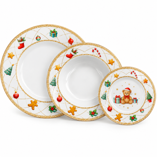Tognana Olimpia Christmas Fairy Tale Servizio Tavola Natalizio 18 Pezzi in Porcellana – Set Piatti 6 Persone con Decori di Natale