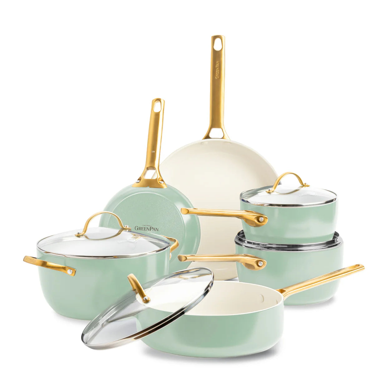 GreenPan Padova Set Pentole Antiaderenti Ceramica 10 Pezzi anche Induzione Thermolon™ Senza PFAS  PFOA