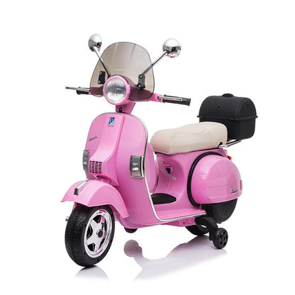 Electric Motorcycle for Children Vespa PX Piaggio 12v with Trunk Wheels and Windshield