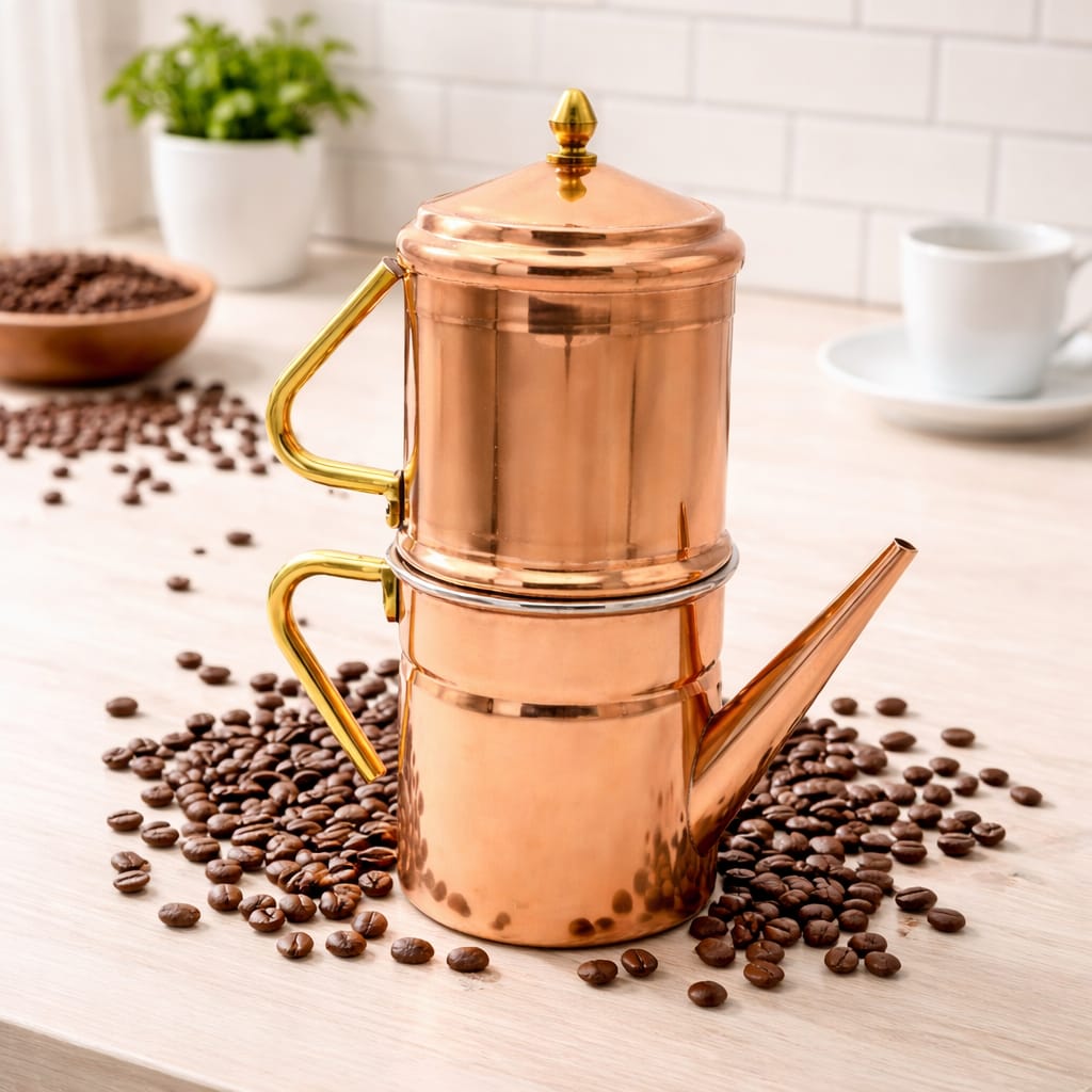 Caffettiera Napoletana in Rame - Cuccumella Tradizionale Fatta a Mano, Varie Misure