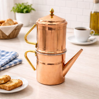 Caffettiera Napoletana in Rame - Cuccumella Tradizionale Fatta a Mano, Varie Misure