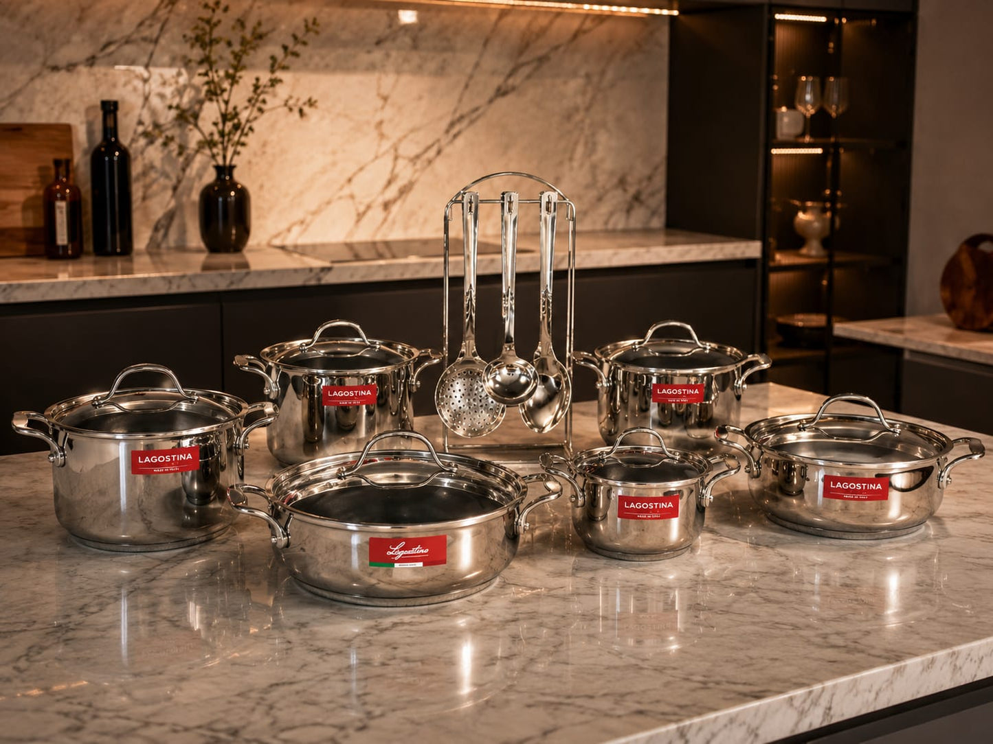 Batteria Lagostina Accademia Lagofusion 19 Pezzi – Inox 18/10 – Fondo Lagofusion® – Made in Italy