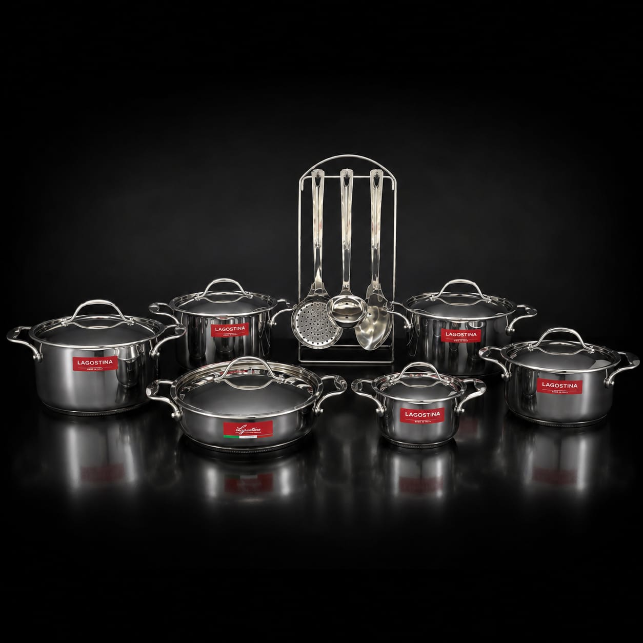 Batteria Lagostina Accademia Lagofusion 19 Pezzi – Inox 18/10 – Fondo Lagofusion® – Made in Italy
