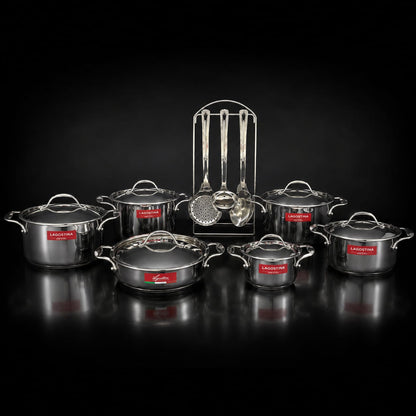 Batteria Lagostina Accademia Lagofusion 19 Pezzi – Inox 18/10 – Fondo Lagofusion® – Made in Italy