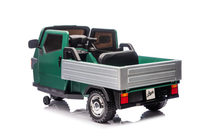 Macchina Elettrica Bambini Piaggio Apecar 12V con Telecomando 2 Motori Luci LED Cassone Posteriore