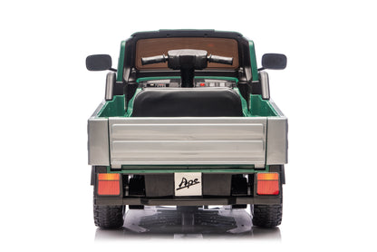 Macchina Elettrica Bambini Piaggio Apecar 12V con Telecomando 2 Motori Luci LED Cassone Posteriore