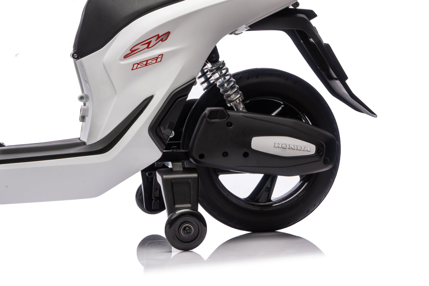 Honda SH125 FULL Motorino Elettrico per Bambini 12V con Luci LED, Ruote EVA e Bauletto Portaoggetti