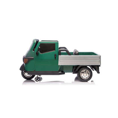 Macchina Elettrica Bambini Piaggio Apecar 12V con Telecomando 2 Motori Luci LED Cassone Posteriore