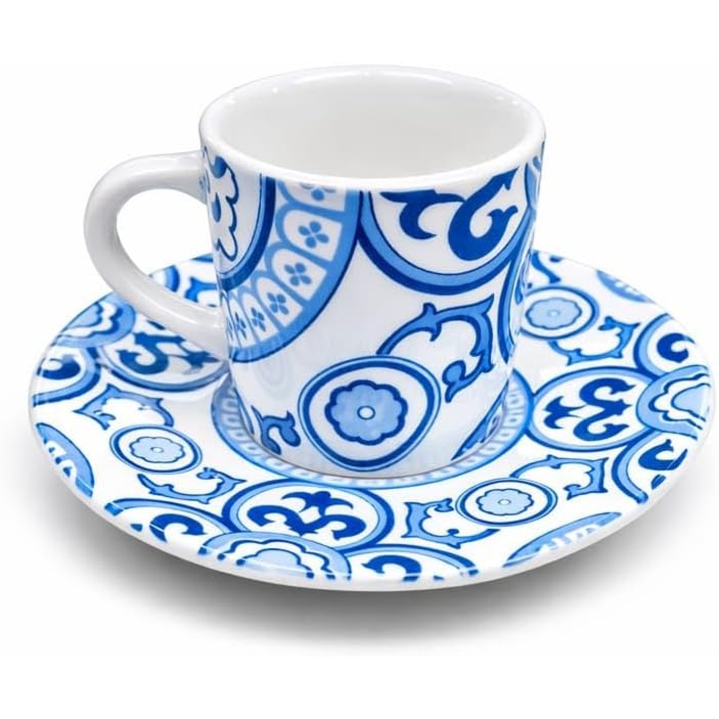 Bialetti Set 4 Tazzine Espresso con Piattino Sunset Infinity in Porcellana Colorata