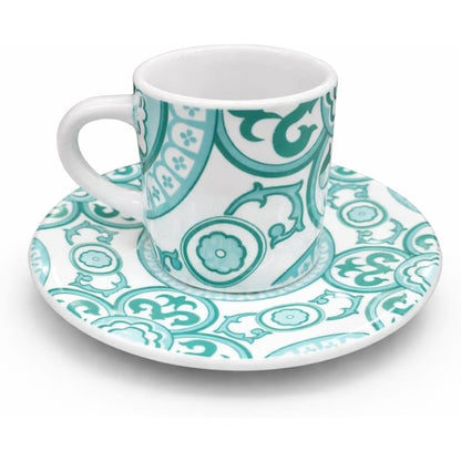 Bialetti Set 4 Tazzine Espresso con Piattino Sunset Infinity in Porcellana Colorata