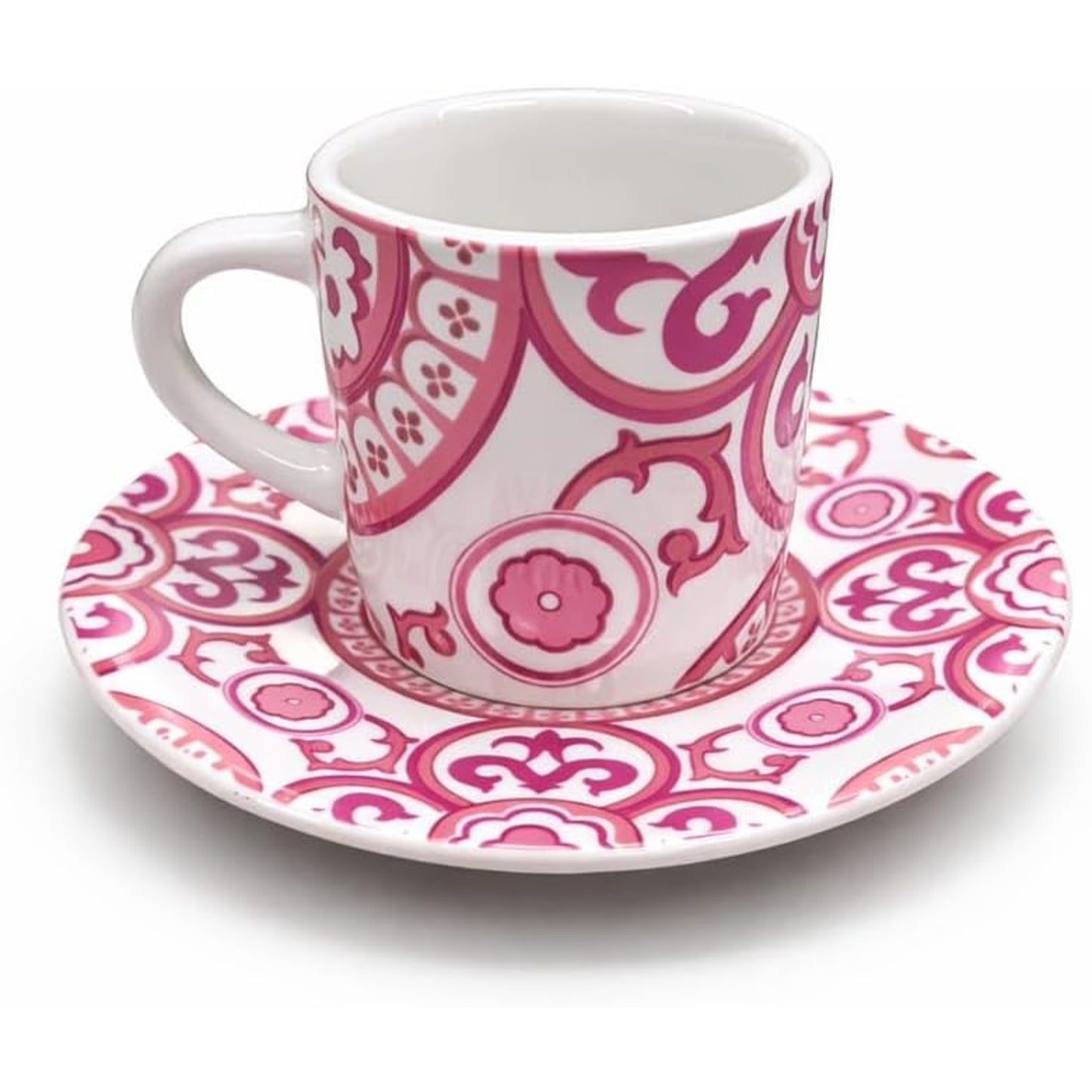 Bialetti Set 4 Tazzine Espresso con Piattino Sunset Infinity in Porcellana Colorata