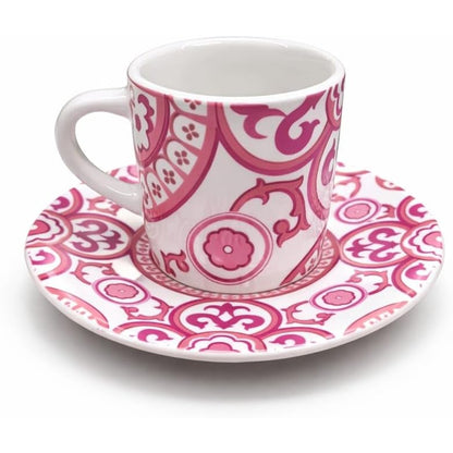 Bialetti Set 4 Tazzine Espresso con Piattino Sunset Infinity in Porcellana Colorata