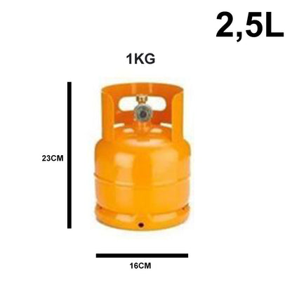 Bombola Gas GPL Ricaricabile Eurocamping 1 Kg, 2 Kg, 3 Kg e 5 Kg Made in Italy – Completa di Rubinetto per Campeggio, Barbecue, Fornelli e Fornelloni