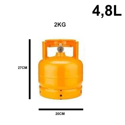 Bombola Gas GPL Ricaricabile Eurocamping 1 Kg, 2 Kg, 3 Kg e 5 Kg Made in Italy – Completa di Rubinetto per Campeggio, Barbecue, Fornelli e Fornelloni