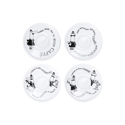 Bialetti Set 4 Tazzine Moka Carosello con Piattini – Tazzine Espresso Bar in Porcellana Decorata Lavabili Lavastoviglie Idea Regalo