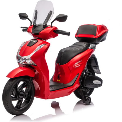 Honda SH125 FULL Motorino Elettrico per Bambini 12V con Luci LED, Ruote EVA e Bauletto Portaoggetti