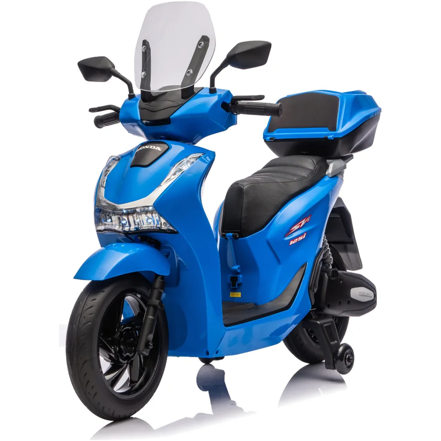 Honda SH125 FULL Motorino Elettrico per Bambini 12V con Luci LED, Ruote EVA e Bauletto Portaoggetti