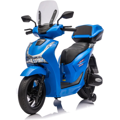 Honda SH125 FULL Motorino Elettrico per Bambini 12V con Luci LED, Ruote EVA e Bauletto Portaoggetti
