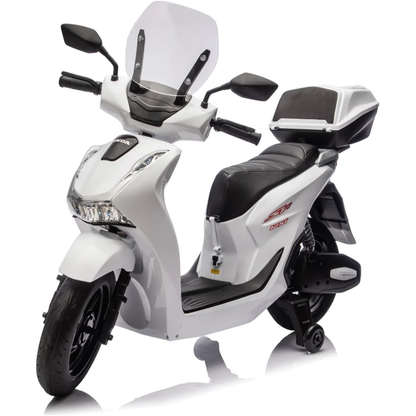 Honda SH125 FULL Motorino Elettrico per Bambini 12V con Luci LED, Ruote EVA e Bauletto Portaoggetti