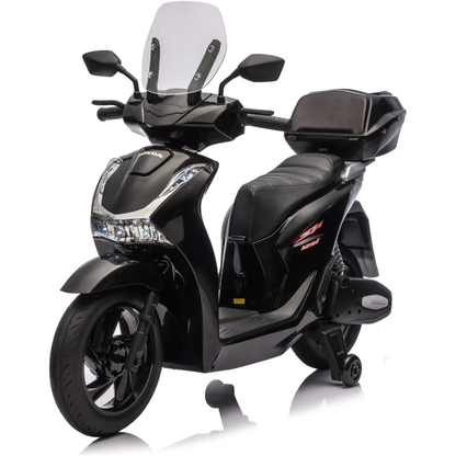 Honda SH125 FULL Motorino Elettrico per Bambini 12V con Luci LED, Ruote EVA e Bauletto Portaoggetti