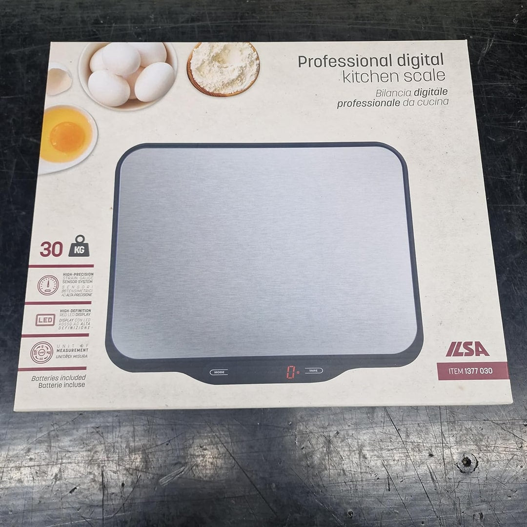 ILSA Bilancia Digitale da Cucina Professionale in Acciaio 18/10 da 30 Kg Divisione 2 gr