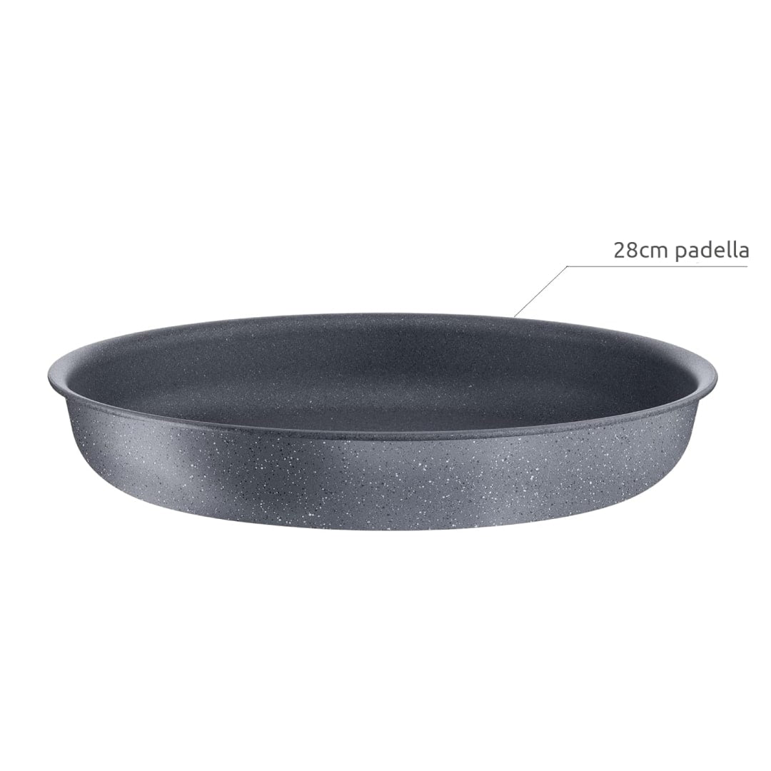 Lagostina Ingenio Mineralis Green Padella Ø 22, 24 e 28 cm, Padella in Alluminio 100% Riciclato, per Gas, Forno e Induzione, con Indicatore di Cottura, Utilizzabile con Manico Removibile