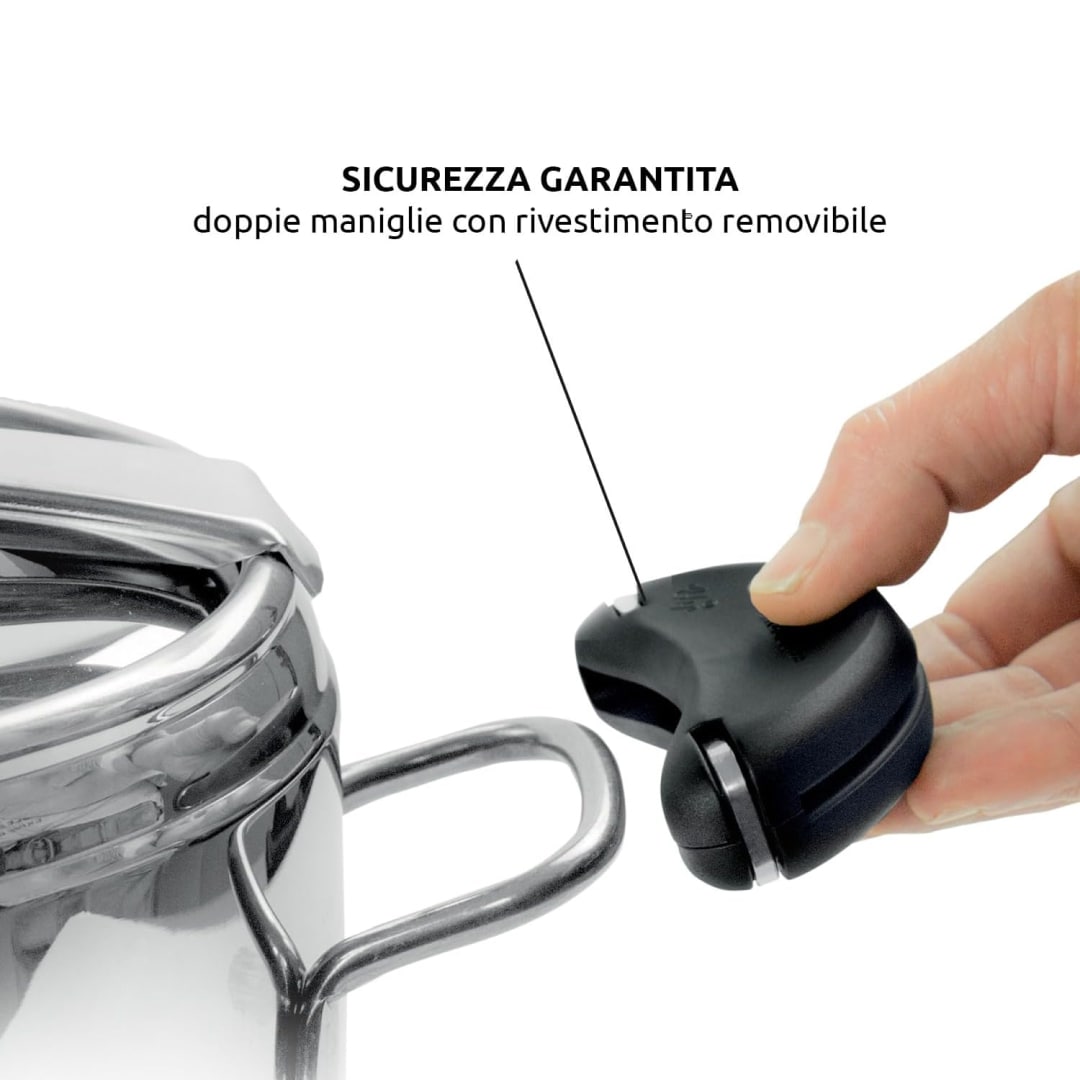 Lagostina Mia Lagoeasy'UP Pentola a Pressione 5 L in Acciaio Inox 18/10 Ø 22 cm, Pentola Induzione e Gas, Coperchio con Apertura Facilitata, Fondo a tre Strati, Lavabile in Lavastoviglie