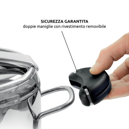 Lagostina Mia Lagoeasy'UP Pentola a Pressione 5 L in Acciaio Inox 18/10 Ø 22 cm, Pentola Induzione e Gas, Coperchio con Apertura Facilitata, Fondo a tre Strati, Lavabile in Lavastoviglie