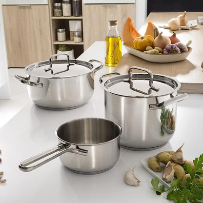 Lagostina Sfiziosa Set of Induction, Gas and Oven Pots in 18/10 Stainless Steel, 10 Pieces, Lagoseal Plus Triple Layer Base