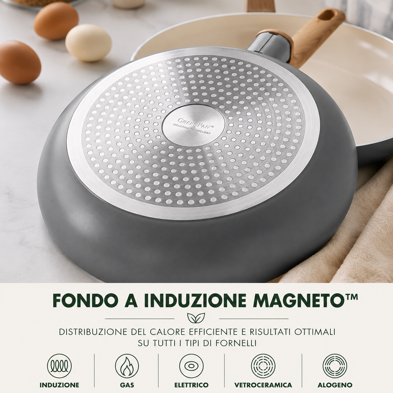 GreenPan Essence Set 2 Padelle 26 + 30 cm PFAS Free – Ceramica Antiaderente Diamond Infused per Induzione, Gas e Tutti i Piani Cottura