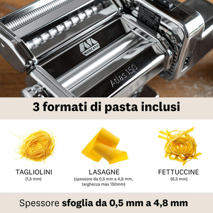 Marcato Atlas 150 Electric Pasta Machine + Atlasmotor Motor, Steel