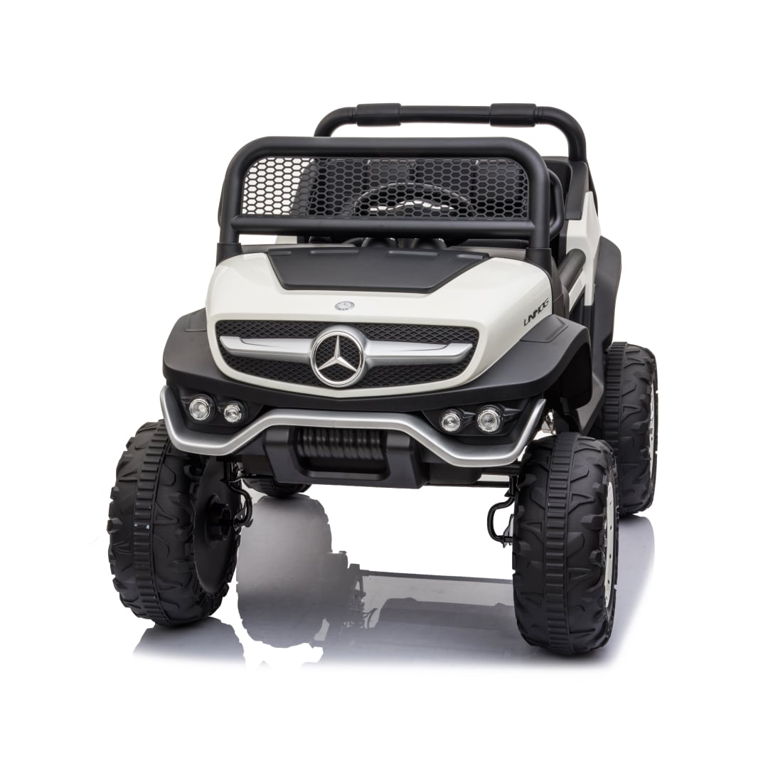 Coche correpasillos eléctrico Mercedes Benz Unimog para niños + TV con pantalla táctil