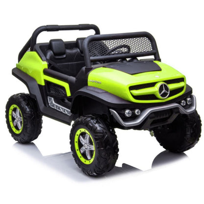 Coche correpasillos eléctrico Mercedes Benz Unimog para niños + TV con pantalla táctil