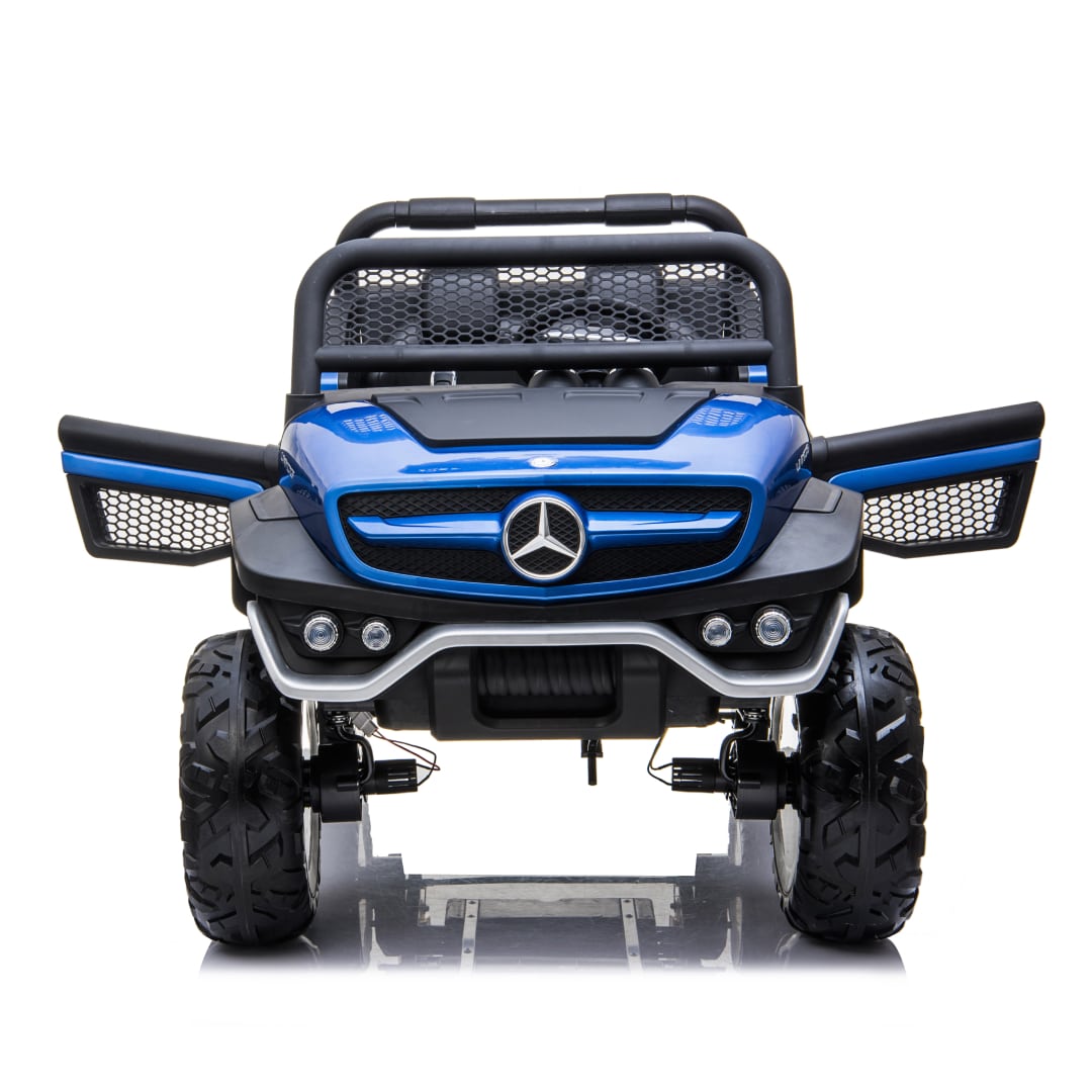 Coche correpasillos eléctrico Mercedes Benz Unimog para niños + TV con pantalla táctil