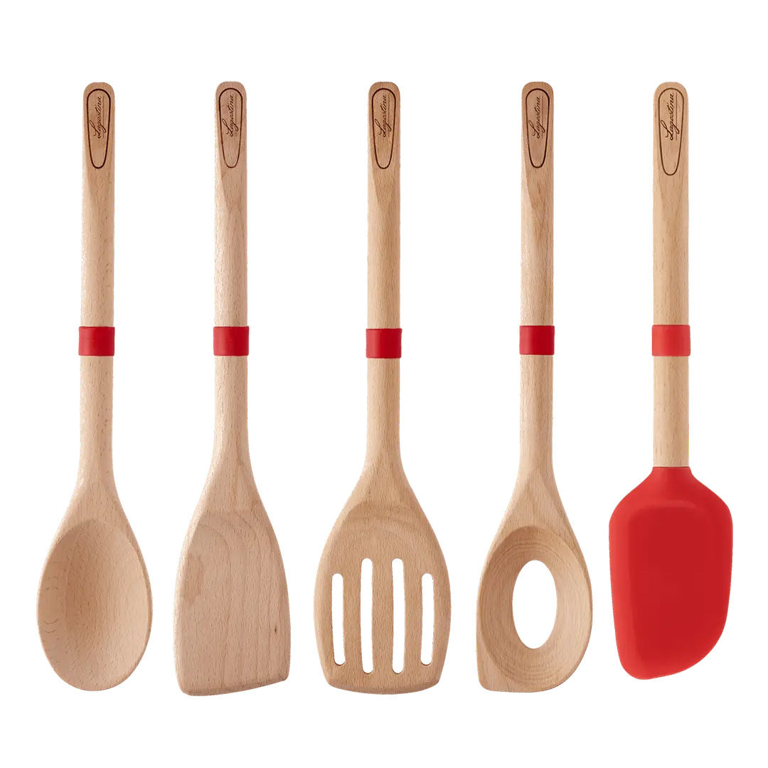 Mestoli Legno E Silicone Lagostina Ingenio Set 5 Pezzi Completo FORMATO MAXI