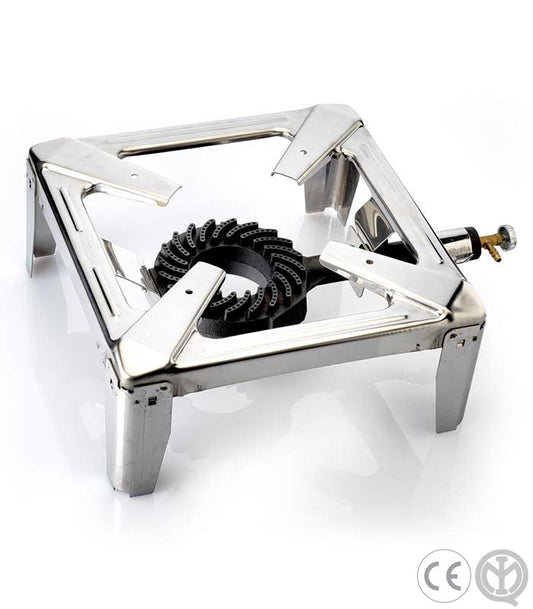 LPG Gas Stove Stainless Steel 30x30 or 40x40x19 Cast Iron Burner Made in Italy LPG and METHANE