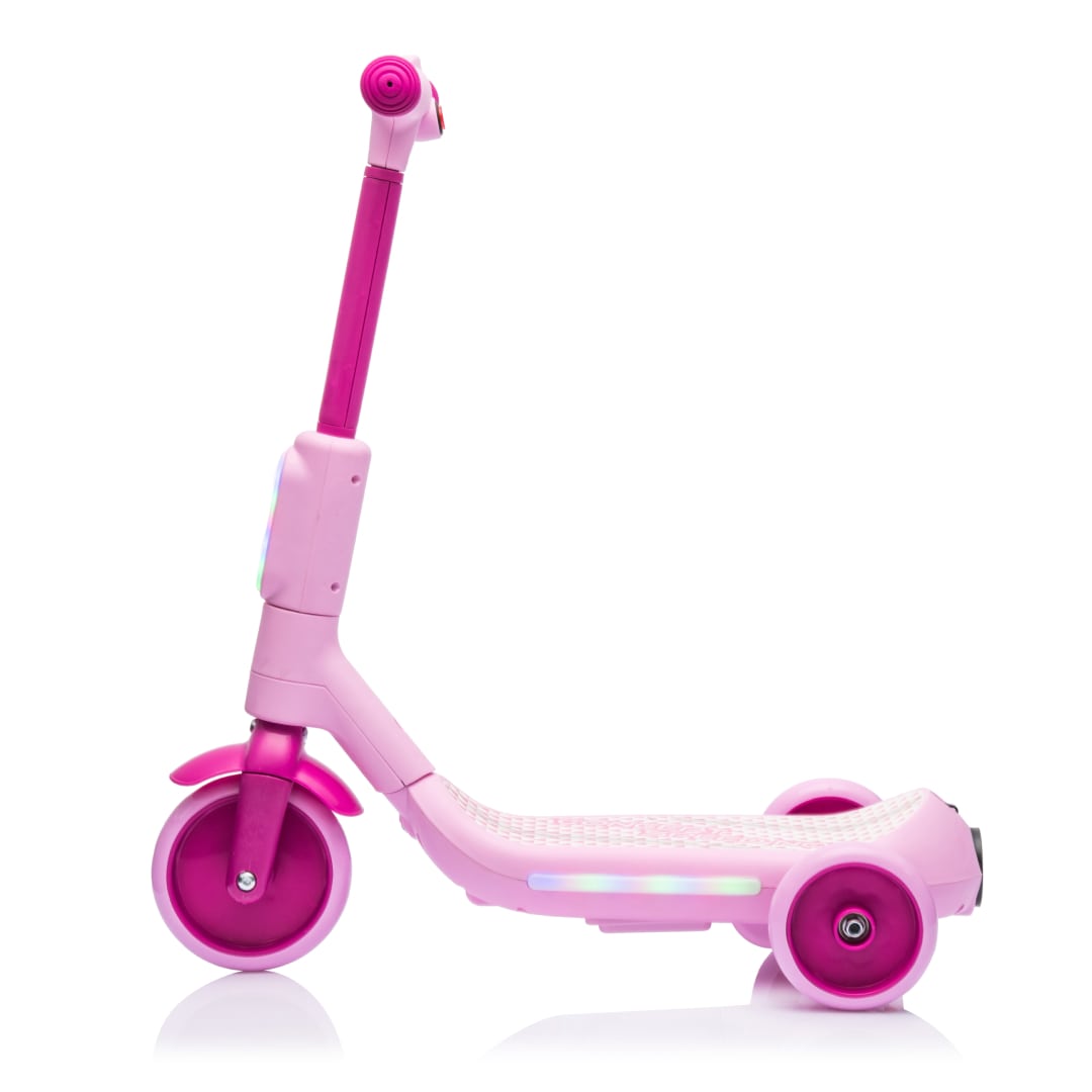 Deluxe Electric Scooter for Kids + Helmet and Knee Pads LED Lights